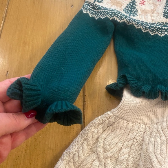 Girl Christmas Holiday Winter Outfit Sweater Skirt New 2T green gold red - Picture 6 of 9